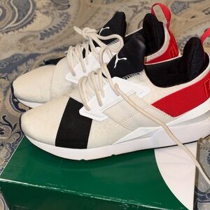 Puma Women’s White, Black, and Red Sneakers